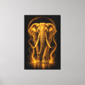 Gouden Stralende Olifant Kunst Canvas Afdruk (Voorkant)