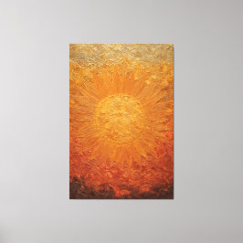 Gouden Stralende Zon met Getextureerde Stralen Abs Canvas Afdruk