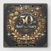 Gouden Straling: 50 Jaar Liefde Vierkante Klok (Voorkant)