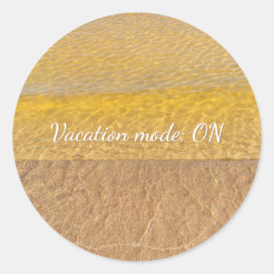 Gouden Strand Zand Helder Water Patroon Ronde Sticker