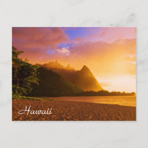 Gouden strand zonsondergang, Hawaï Briefkaart