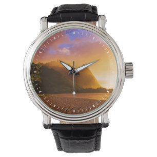 Gouden strand zonsondergang, Hawaï Horloge