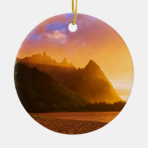 Gouden strand zonsondergang, Hawaï Keramisch Ornament