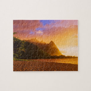 Gouden strand zonsondergang, Hawaï Legpuzzel
