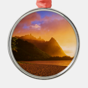 Gouden strand zonsondergang, Hawaï Metalen Ornament