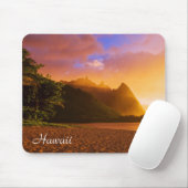 Gouden strand zonsondergang, Hawaï Muismat (Met muis)
