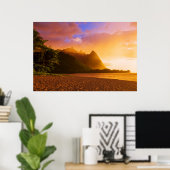 Gouden strand zonsondergang, Hawaï Poster (Thuiskantoor)