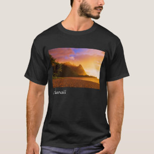 Gouden strand zonsondergang, Hawaï T-shirt