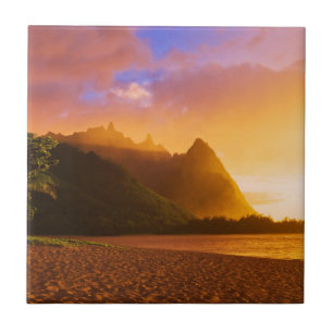 Gouden strand zonsondergang, Hawaï Tegeltje