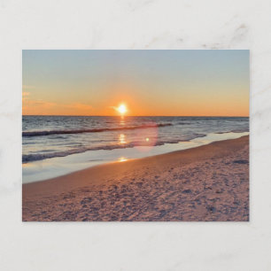 Gouden Strand Zonsondergang Kustfotografie Briefkaart