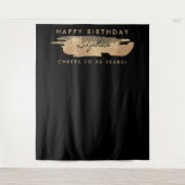 Gouden Streak Verjaardagsachtergrond Elke Leeftijd Wandkleed (Voorkant)