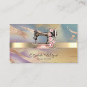 Gouden Streep, Bloemen Naaimachine Kleurrijk Visitekaartje (Voorkant)