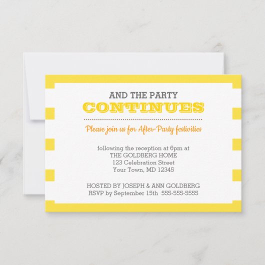Gouden Streep en Zonnebloem After Party Kaart (Voorkant)