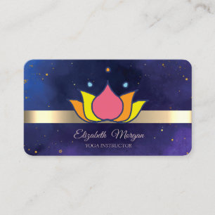 Gouden Streep Lotus Bloem Blauwe Yoga Instructrice Visitekaartje