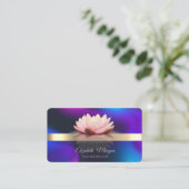Gouden Streep Lotus Bloem Holografisch Visitekaartje (Staand voorkant)