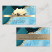 Gouden Streep Marmer Lotus Bloem Yoga Visitekaartje (Voorkant / Achterkant)