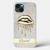 Gouden Streep, Metallic Druipende Lippen Holografi