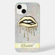 Gouden Streep, Metallic Druppende Lippen Holografi