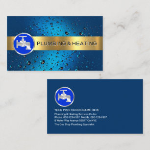 Gouden streep op blauwe waterdruppels visitekaartje