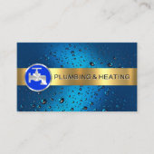 Gouden streep op blauwe waterdruppels visitekaartje (Voorkant)