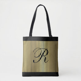 Gouden streep over elke kleur met monogram tote bag