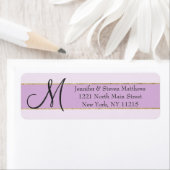 Gouden Streep Paarse Monogram Initialen en Naam Etiket (Insitu)