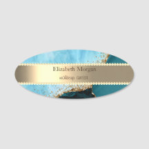 Gouden streep, parels Turquoise marmeren gouden lo