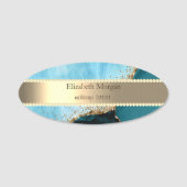 Gouden Streep, parels Turquoise Marmeren Gouden Se Naamplaatje (Voorkant)