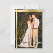 Gouden Streep Sage Groene Elegante Foto Bruiloft Bedankkaart (Voorkant)