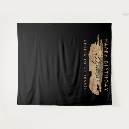 Gouden Streep Verjaardagsachtergrond Elke Leeftijd Wandkleed (Voorkant (horizontaal))