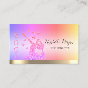 Gouden Streep Yoga Instructeur Roze Glitters Vrouw Visitekaartje