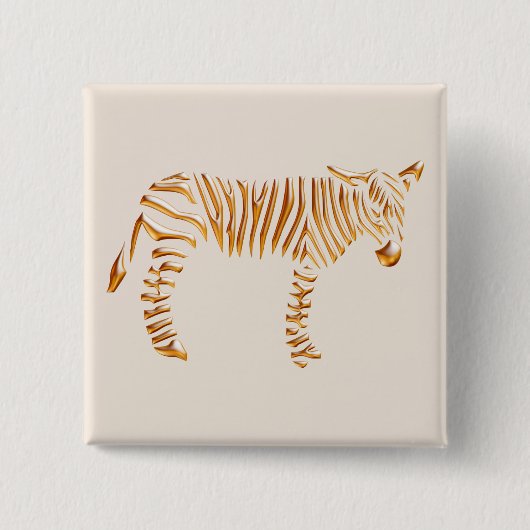 Gouden Streep Zebra Vierkante Button 5,1 Cm (Voorkant)