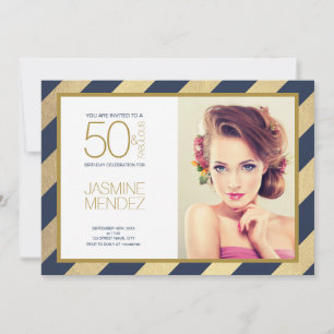 Gouden Strepen 50 & Fabulous Verjaardagsfoto Kaart