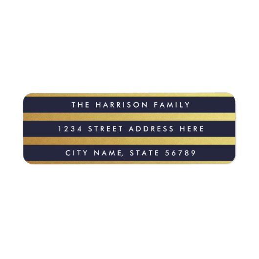 Gouden strepen Aangepaste kleuren retour adreslabe Etiket (Voorkant)