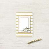 Gouden strepen en bloemen post-it® notes (Op bureau)