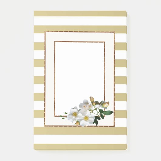 Gouden strepen en bloemen post-it® notes (Voorkant)