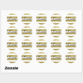 Gouden strepen en liefde in zwarte belettering ronde sticker (Vel)
