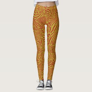 Gouden strepen en oranje Zibra motief Leggings