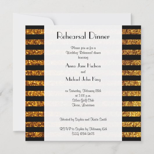 Gouden strepen, gestreept patroon, repetitie diner kaart (Voorkant)