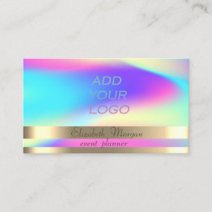 Gouden Strepen Ombre Holografisch Voeg uw Logo toe Visitekaartje