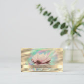 Gouden Strepen Ombre Holografische Inkt Lotus Goud Visitekaartje (Staand voorkant)