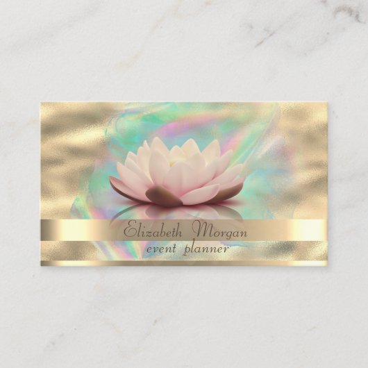 Gouden Strepen Ombre Holografische Inkt Lotus Goud Visitekaartje (Voorkant)