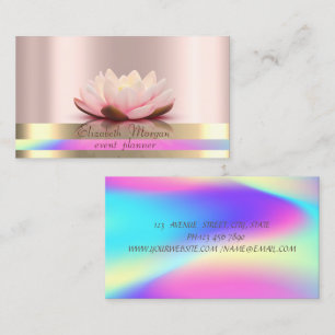 Gouden Strepen Ombre Holografische Lotus Roze Goud Visitekaartje