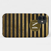 gouden strepen op zwart mono-gegrammeerd stijlvol Case-Mate iPhone case (Achterkant (horizontaal))