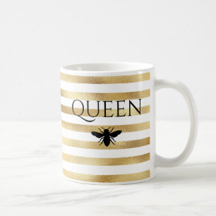 Gouden strepen Queen Bee gepersonaliseerd Koffiemok