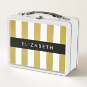 Gouden strepen, streeppatroon, lijnen, Jouw naam (Voorkant)