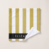 Gouden strepen, streeppatroon, lijnen, Jouw naam Bad Handdoek (Wasdoekje)