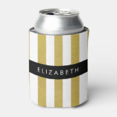 Gouden strepen, streeppatroon, lijnen, Jouw naam Blikjeskoeler (Blikje Voorkant)