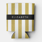 Gouden strepen, streeppatroon, lijnen, Jouw naam Blikjeskoeler (Voorkant)