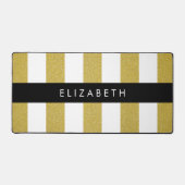 Gouden strepen, streeppatroon, lijnen, Jouw naam Bureaumat (Voorkant)